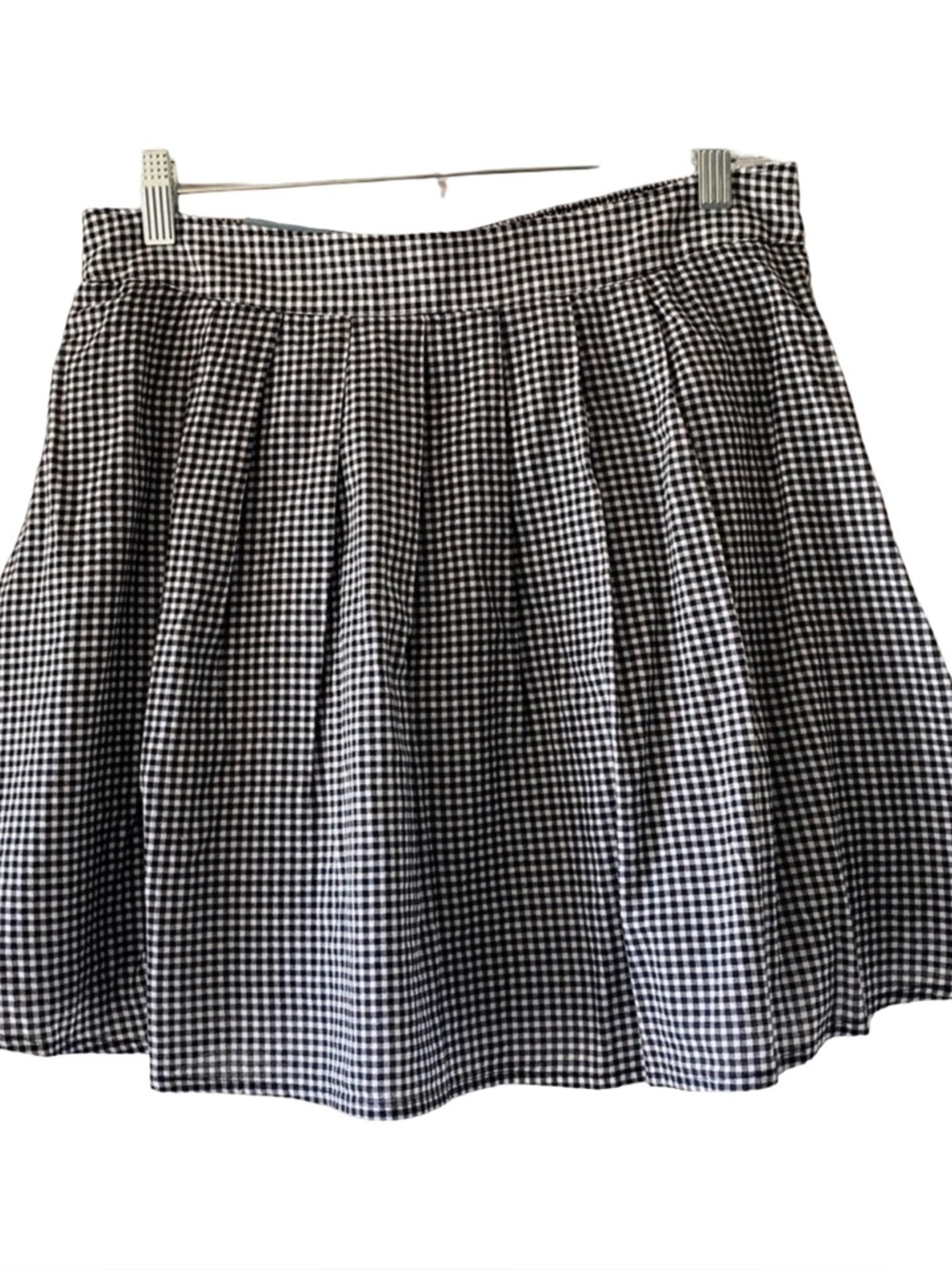 NWT Old Navy Womens Black White Gingham Plaid Skater Skirt Sz Small Lined A-Line